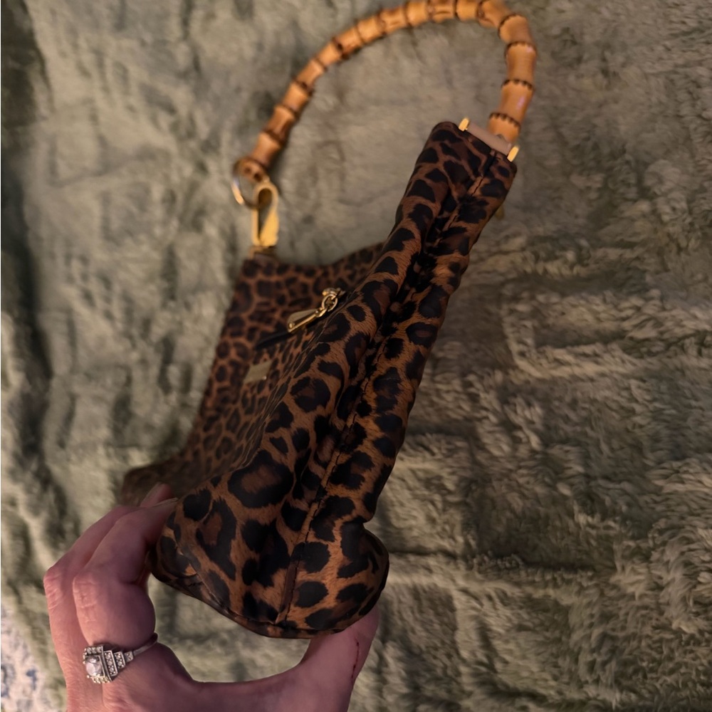 Plineo Visona Leopard Print Handbag with Bamboo Handle - Picture 9 of 10